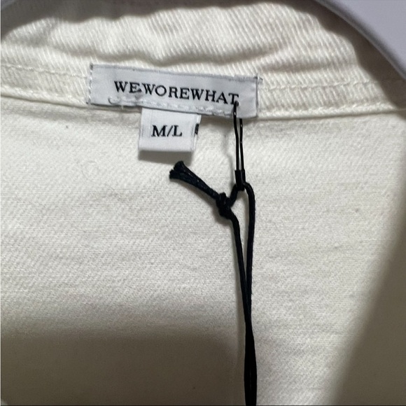We What Wear White Denim Boyfriend Shirt Rigid Denim, New with tags - Picture 4 of 6